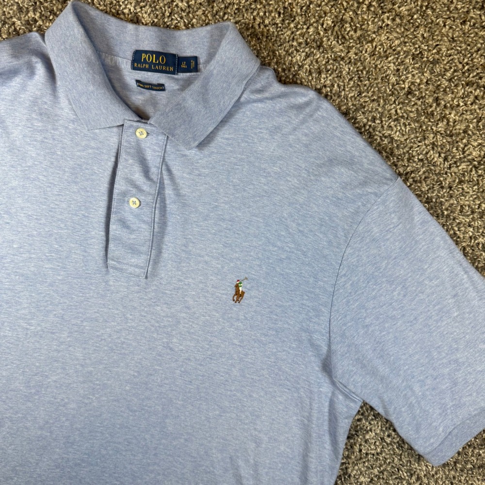 Polo Ralph Lauren Polo Shirt Mens LT Blue Pima Soft Touch Tall Pony